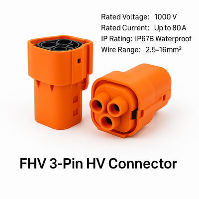 IP67B EV 커넥터 3 핀 플라스틱 1000V 80A 배터리 A/C PTC