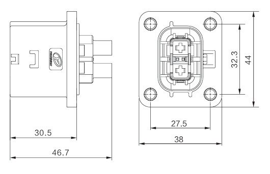 Neopower 800V 20A High-Voltage EV 2-Pin Power Connector with HVIL, 360° Shielding & IP6K9K Rating